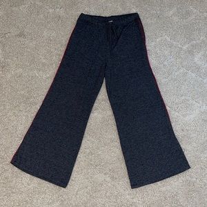 Sundry Women’s Lounge Pants Gray Red Piping Wide Leg Size 1 Small